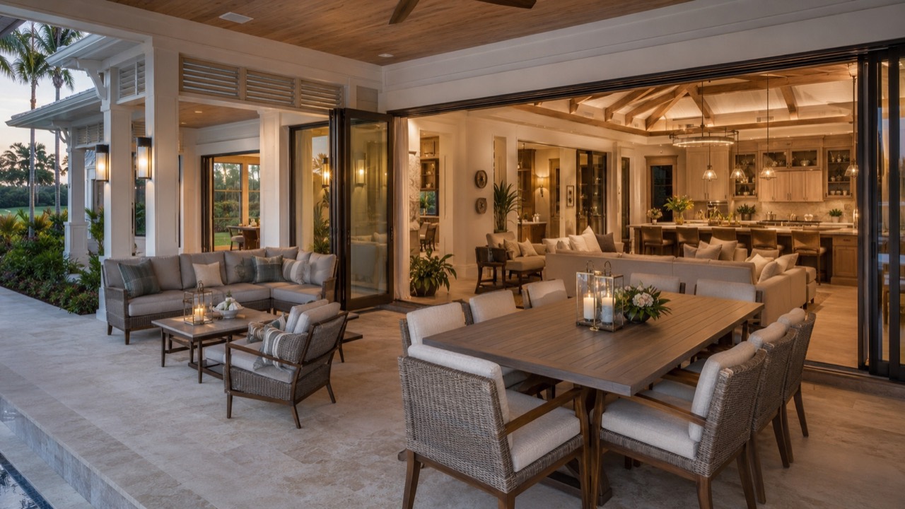 Covered indoor-outdoor living visualization by Frick Form