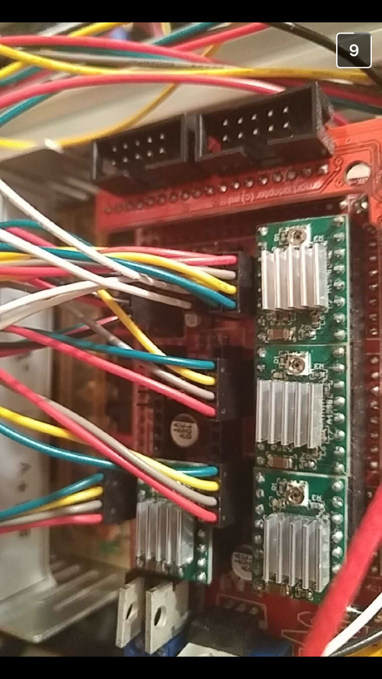 The controller and wiring inside a custom 3D printer
